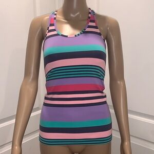 Ivivva Lululemon Girls Multi Striped Sleeveless Racerback Athletic Tank size 12